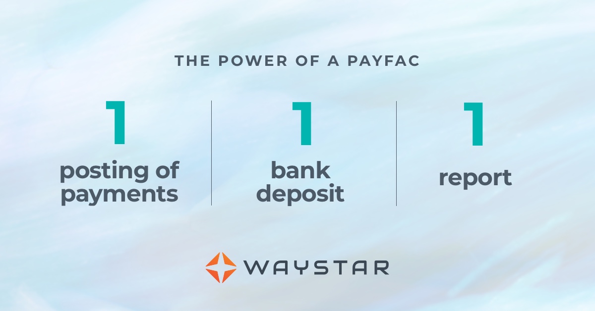 The daily power of a Waystar payFac 1 posting of payments 1 bank deposit 1 report 