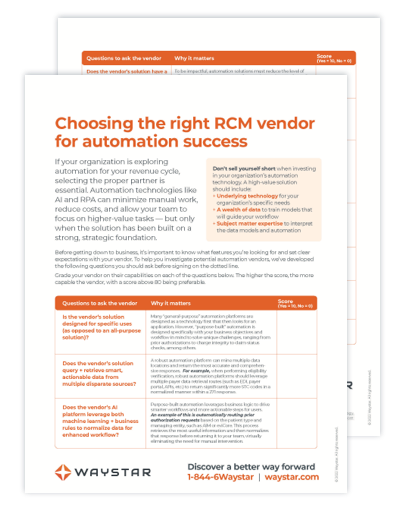 Choosing the right RCM vendor for automation success | Checklist Thumbnail
