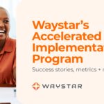 Woman smiling on the phone after seeing how Waystar’s Accelerated Implementation Program is helping clients restore cash flow — even submitting claims within 72 business hours of contract execution.
